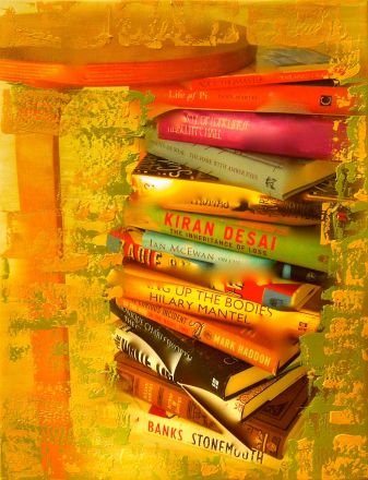 Fragments - 2013<br /><br /><h6>Books 1</h6>  Mixed Media (Artistâ€™s own photography printed on canvas, and acrylic paint) <br /> 450mm x 600mm H <br /><br /><br /><br /><br /><br /><br /><h7>Sold</h7>